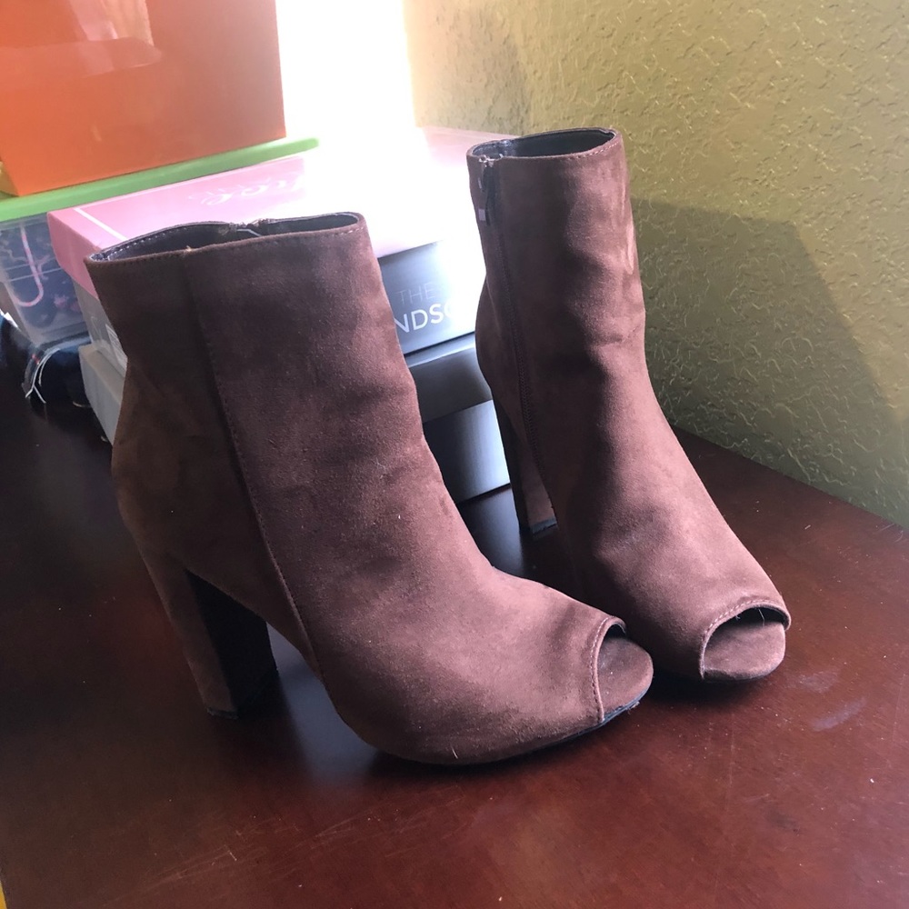 Brown wedge ankle boot